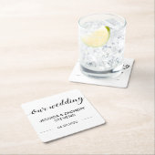 Elegant Calligraphy Black and White Wedding Kartonnen Onderzetters (Insitu)