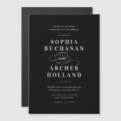 Elegant Calligraphy Black and White Wedding Magnetische Uitnodiging (Voorkant / Achterkant)