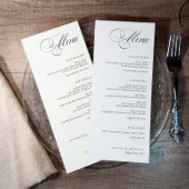 Elegant Calligraphy Black and White Wedding Menu