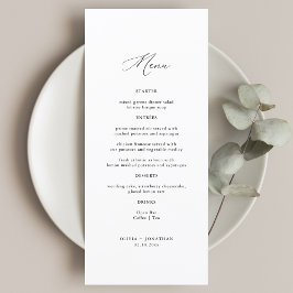 Elegant Calligraphy Black and White Wedding Menu