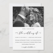 Elegant Calligraphy Black and White Wedding Photo Kaart (Voorkant)