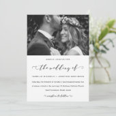 Elegant Calligraphy Black and White Wedding Photo Kaart (Staand voorkant)