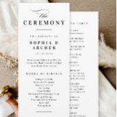 Elegant Calligraphy Black and White Wedding Programmakaart