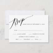 Elegant Calligraphy Black and White Wedding RSVP C (Voorkant)