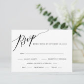 Elegant Calligraphy Black and White Wedding RSVP C (Staand voorkant)