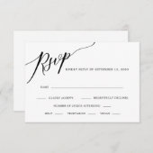 Elegant Calligraphy Black and White Wedding RSVP C (Voorkant / Achterkant)
