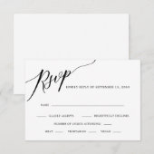 Elegant Calligraphy Black and White Wedding RSVP C Kaartje (Voorkant / Achterkant)