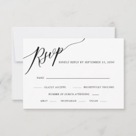 Elegant Calligraphy Black and White Wedding RSVP C Kaartje