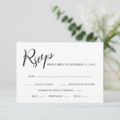 Elegant Calligraphy Black and White Wedding RSVP Kaartje (Staand voorkant)