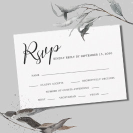 Elegant Calligraphy Black and White Wedding RSVP Kaartje