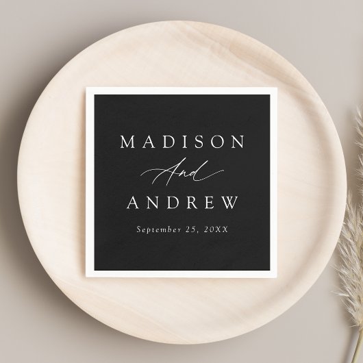 Elegant Calligraphy Black and White Wedding Servet