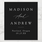 Elegant Calligraphy Black and White Wedding Wijn Etiket (Enkel label)