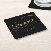 Elegant Calligraphy Black en Gold Afstuderen Squa Kartonnen Onderzetters (Schuin)