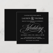 Elegant Calligraphy Black en Silver Wedding Kaart (Voorkant / Achterkant)