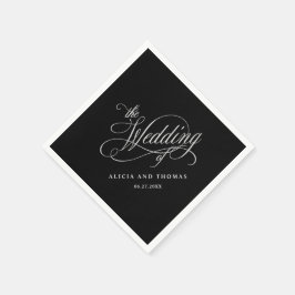 Elegant Calligraphy Black en Silver Wedding Servet