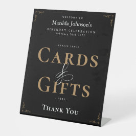 Elegant Calligraphy Black Gold  Cards Giften Reclamebord Met Voetstuk
