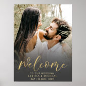 Elegant Calligraphy Black & Gold Photo Wedding Poster (Voorkant)