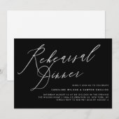 Elegant Calligraphy Black Rehearsal Dinner Kaart (Voorkant / Achterkant)