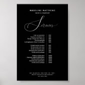 Elegant Calligraphy Black Salon Price List Service Poster (Voorkant)