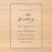 Elegant calligraphy black text wedding acryl uitnodigingen (Voorkant)