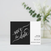 Elegant Calligraphy Black Wedding Save the Date Aankondigingskaart (Staand voorkant)