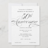 Elegant Calligraphy Black & White 50th Jubileum Kaart (Voorkant)