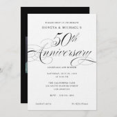 Elegant Calligraphy Black & White 50th Jubileum Kaart (Voorkant / Achterkant)