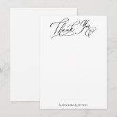 Elegant Calligraphy Black & White Bedankkaart (Voorkant / Achterkant)