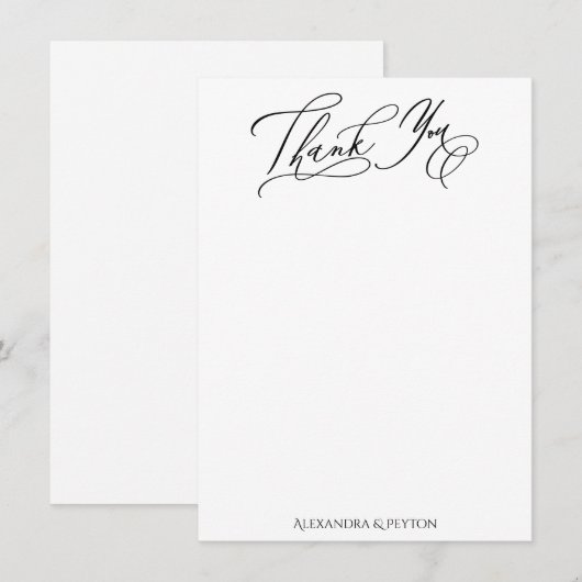 Elegant Calligraphy Black & White Bedankkaart (Voorkant / Achterkant)