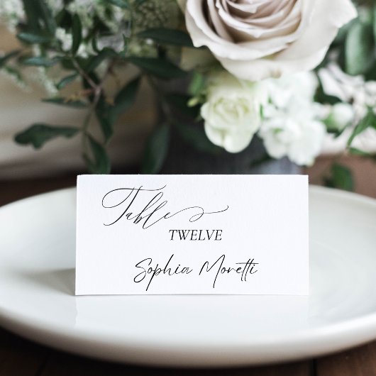 Elegant Calligraphy Black & White Classic Wedding Plaatskaartje