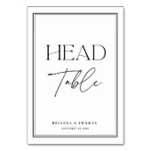 Elegant Calligraphy Black & White "Head Table" Kaart (Achterkant)