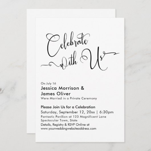 Elegant Calligraphy Black White Kaart (Voorkant / Achterkant)