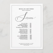 Elegant Calligraphy Black White Salon Price List Menu (Voorkant)