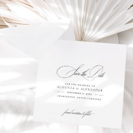 Elegant Calligraphy Black & White Save The Date