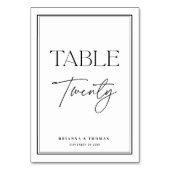 Elegant Calligraphy Black White Table Number 20 Kaart (Voorkant)