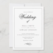 Elegant Calligraphy Black White Wedding Kaart (Voorkant)