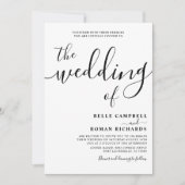 Elegant Calligraphy Black & White Wedding Kaart (Voorkant)