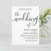 Elegant Calligraphy Black & White Wedding Kaart (Staand voorkant)