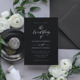Elegant Calligraphy Black & White Wedding Kaart