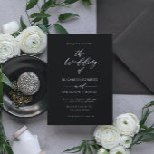 Elegant Calligraphy Black & White Wedding Kaart
