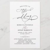 Elegant Calligraphy Black & White Wedding Program (Voorkant)