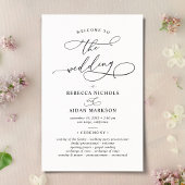 Elegant Calligraphy Black & White Wedding Program