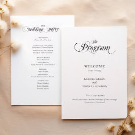 Elegant Calligraphy Black White Wedding Programme