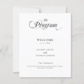 Elegant Calligraphy Black White Wedding Programme (Voorkant)