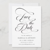 Elegant Calligraphy Black & White Wedding Save The Date (Voorkant)