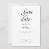 Elegant Calligraphy Black White Wedding Save The Date (Voorkant)