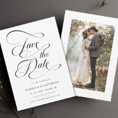 Elegant Calligraphy Black & White Wedding Save The Date