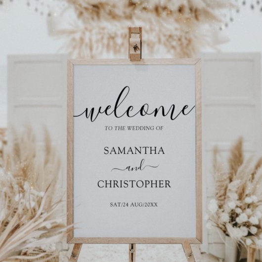 Elegant Calligraphy Black & White Wedding Sign Poster