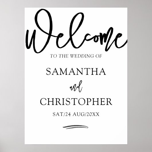 Elegant Calligraphy Black & White Wedding Sign Poster (Voorkant)