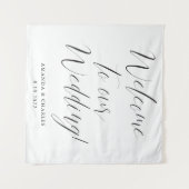 Elegant Calligraphy Black White Weduwen Welkom Wandkleed (Voorkant (horizontaal))